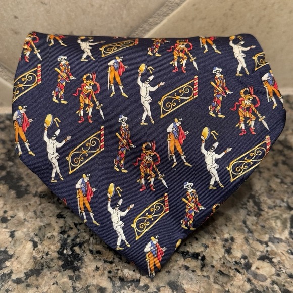 Salvatore Ferragamo Other - Salvatore Ferragamo Venetian Court Jesters Blue Silk Men Tie Length 56" Width 4"